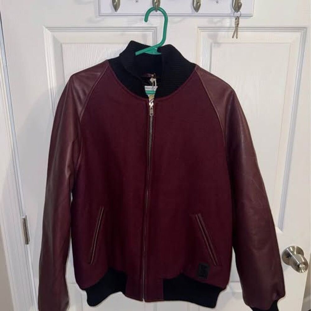 Golden Bear Varsity Bomber Jacket L Burgundy Made in USA (NWT)